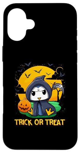 Hülle für iPhone 16 Plus Pinguin Sensenmann Süßes oder Saures Halloween-Kostüm von BCC Halloween Shirts