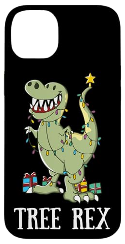 Hülle für iPhone 14 Plus Baum-Rex lustige Dinosaurier T-Rex Weihnachtsbaum-Lichterkette von BCC Santa's Christmas Shirts & Jolly Gifts