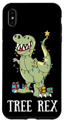 Hülle für iPhone XS Max Baum-Rex lustige Dinosaurier T-Rex Weihnachtsbaum-Lichterkette von BCC Santa's Christmas Shirts & Jolly Gifts