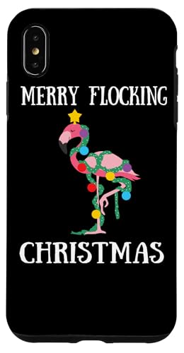 Hülle für iPhone XS Max Rosa Flamingo Merry Flocking Weihnachtsbaum-Lichterkette von BCC Santa's Christmas Shirts & Jolly Gifts