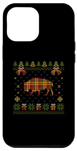 Hülle für iPhone 12 Pro Max Bison Tier Karo-Muster Weihnachten Ugly Christmas Sweater von BCC Santa's Christmas Shirts & Weihnachtsgeschenke