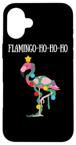 Hülle für iPhone 16 Plus Rosa Flamingo Ho Ho Ho Pink Weihnachtsbaum mit Lichterkette von BCC Santa's Christmas Shirts & Weihnachtsgeschenke