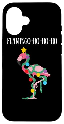 Hülle für iPhone 16 Rosa Flamingo Ho Ho Ho Pink Weihnachtsbaum mit Lichterkette von BCC Santa's Christmas Shirts & Weihnachtsgeschenke