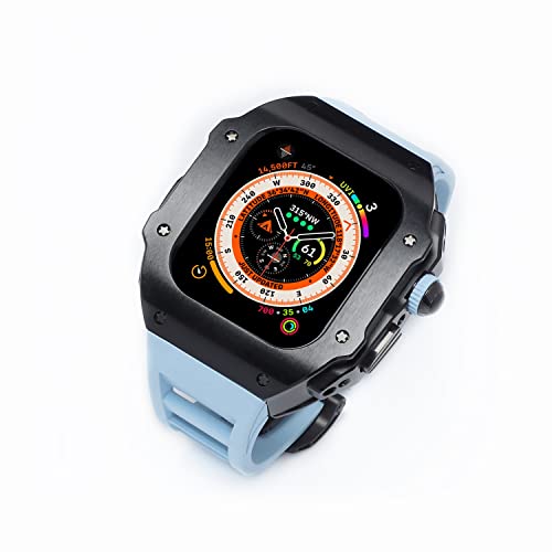 BCMCBV Schutzhülle für Apple Watch Ultra 49 mm, Titanlegierung, RM-Mod-Gehäuse mit Fluorkautschukband, Modifikationsset, Armbänder und Metalllünette für Watch Ultra 8(E) von BCMCBV