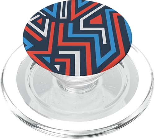 Rot Weiß Blau Abstrakte Linien Geometrisches amerikanisches PopSockets PopGrip für MagSafe von BDAZ