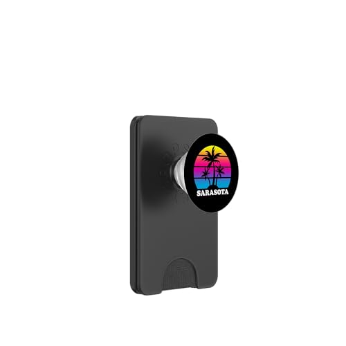 Sarasota Florida Retro Palme Sonnenuntergang Urlaub Strand PopSockets PopWallet für MagSafe von BDAZ