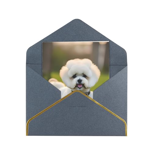 Bichon Frisé Hund auf dem Gras Druck 4,5 x 6 Blanko Notizkarten mit Umschlägen Grußkarten Sortiment für alle Anlässe von BDDFN