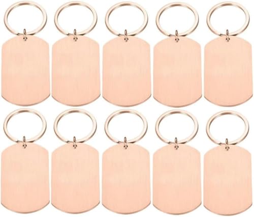 10 Stück Blanko-Namensschild für Haustiere aus Edelstahl, einfarbig, Schlüsselanhänger aus Edelstahl, benutzerdefiniertes Logo, Name, Telefonnummer, Schild, DIY-Anhänger, Namensschild, Roségold, 45 x von BDXZGX