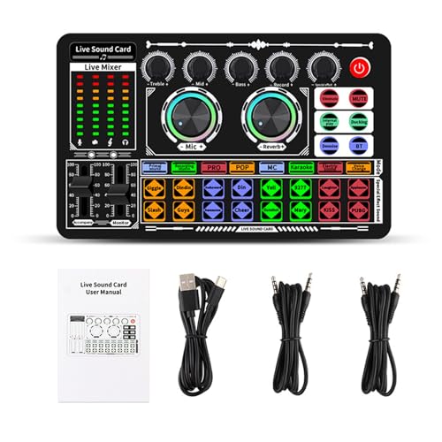 BEALIFE ABS Soundkarte Sound Mixer Live Soundkarte Sound Board Live Mixer Noise Reduction Mixer Für Computer Smartphone Tablet von BEALIFE