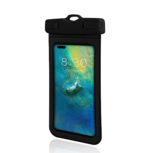 BEALIFE wasserdichte Handytasche Schwimmen 7,2 Zoll Smartphone Trockentasche mit Lanyard Versiegelung Skifahren Universal Handyhülle, Schwarz von BEALIFE