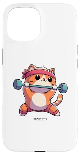 Hülle für iPhone 15 Lustige Katze Workout Lustiges Fitness Trainings Männer Gym von BEAST ON