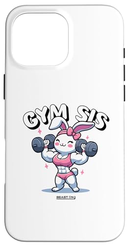 Hülle für iPhone 16 Pro Max Gym Sis Hase süßes Gym Training Fitness lustiges Frauen Gym von BEAST ON