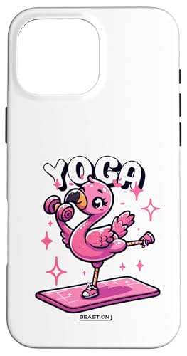 Hülle für iPhone 16 Pro Max Yoga Lustiger Flamingo Süßes Fitness Trainings Frauen Gym von BEAST ON