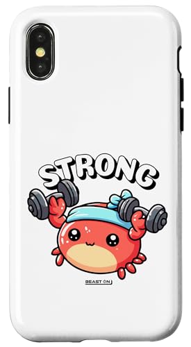 Hülle für iPhone X/XS Strong Krabbe Fitness Workout Trainings lustiges Frauen Gym von BEAST ON