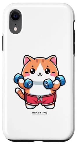 Hülle für iPhone XR Süße Katze Frauen Fitness Lustiges Männer Trainings Gym von BEAST ON