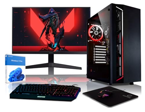 EASTCOM Q3 | kompletter Gaming-PC, leise, AMD Ryzen 3 4 x 4,00 GHz | 4K Vega 8 Grafik | 8 GB RAM | 256 GB SSD | LED-Display 24 Zoll + Tastatur + Maus + Mauspad | HDMI | WiFi | Win 11 Pro von BEASTCOM