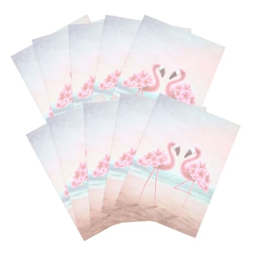 10 x Flamingo-Schreibwaren, weißes , Vintage-Stil, Briefpapier, rosa von BEBEMOKO