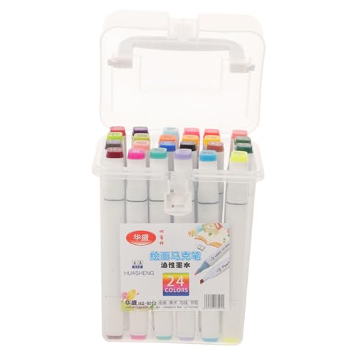 BEBEMOKO 24-teiliges Marker-Set auf Wasserbasis, waschbare Farbe, Aquarellfarbe, Aquarellstift, Aquarell-Marker, Aquarell-Marker für Kunstbedarf, Kunststoff von BEBEMOKO