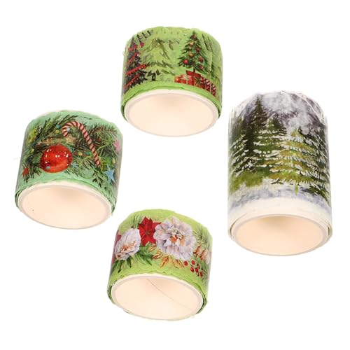 BEBEMOKO 4 Rollen the washi tape weihnachtsmotiv Weihnachtsbaumdekoration verkleidung dekoring dekoratives Druckband Wickelbänder DIY Klebeband Washi-Tape-Aufkleber Japanisches Papier Green von BEBEMOKO