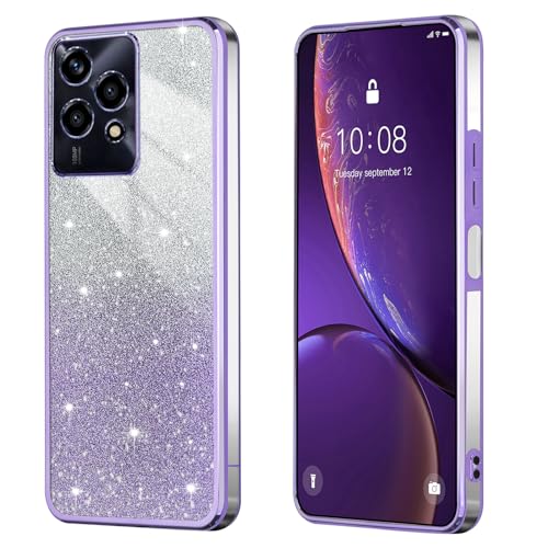 BEEJTUNY Handyhülle für Honor 200 Lite 5G / Honor200 Lite 5G, Weiche und Schöne Hülle mit Glitzeraufkleber, Transparente Bumper Schutzhülle, Stilvolle Stoßfeste Hülle. Lila von BEEJTUNY