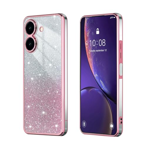 BEEJTUNY Handyhülle für Samsung Galaxy A36 5G, Weiche und Schöne Hülle mit Glitzeraufkleber, Transparente Bumper Schutzhülle, Stilvolle Stoßfeste Hülle. Rosa von BEEJTUNY