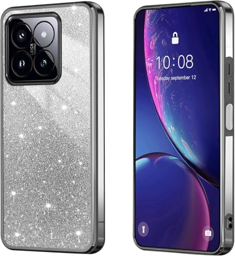 BEEJTUNY Handyhülle für Xiaomi 14T 5G, Weiche und Schöne Hülle mit Glitzeraufkleber, Transparente Bumper Schutzhülle, Stilvolle Stoßfeste Hülle. Schwarz von BEEJTUNY