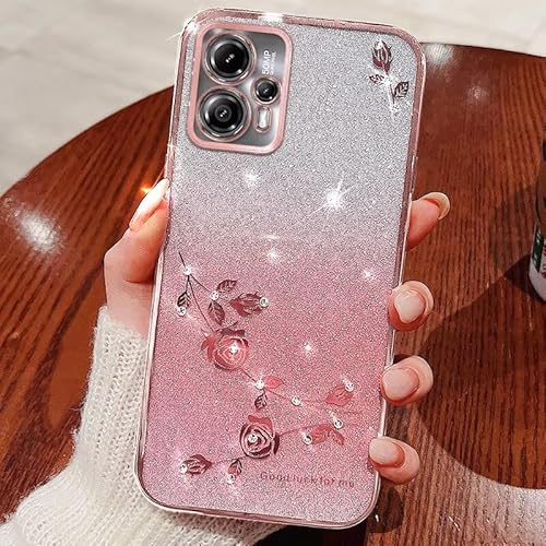 BEENTRYS Transparent Blumen Handyhülle für OnePlus Nord 4,Glitzer Clear Floral Glitter Mädchen Frauen Ultra Stoßfest TPU Bumper Schutzhülle für OnePlus Nord 4-Rosa von BEENTRYS