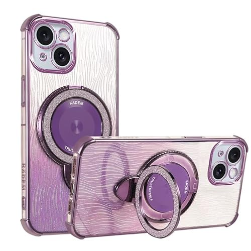 BEENTRYS Transparent Glitzer Handyhülle für Oppo K9X,Magnetisch Ring Ständer Clear Bling Mädchen Frauen Ultradünn Stoßfest TPU Bumper Schutzhülle für Oppo K9X-Lila von BEENTRYS