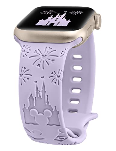 BEEXI Cartoon Gravierte Armband Kompatibel mit Apple Watch Armband 41mm 38mm 40mm Damen Herren, Silikon Blume Fancy Cute Design Sport Armbänder für iWatch Serie 9/8/7/6/5/4/3/2/1/SE von BEEXI