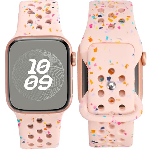 BEEXI Sport Armband Kompatibel mit Apple Watch Armband 41mm 40mm 42mm 38mm Frauen Männer, Weiches atmungsaktives Armband für iWatch Serie SE 10 9 8 7 6 5 4 3 2 1,Rosa von BEEXI