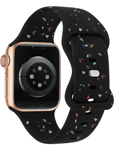 BEEXI Sport Kompatibel mit Apple Watch Armband 41mm 40mm 42mm 38mmmm für Damen, Kohlenstoffneutrales weiches Armband für iWatch Serie SE 10 9 8 7 6 5 4 3 2 1, Schwarz von BEEXI