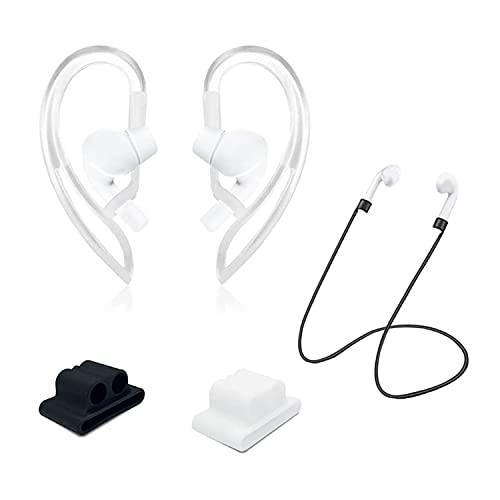 1 Paar weiche Silikon-Kopfhörer mit Anti-Drop-Ohrhaken, um zu verhindern, DASS Kopfhörer herunterfallen, und 2 Stück Kopfhörer-Organizer und 1 Anti-Verlust-Kabel- von BEIIEB