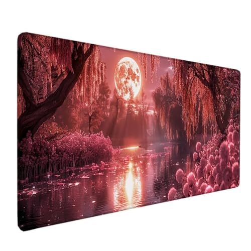 BEIJUYHU Large XXL Mouse Pad 600x300x3mm - Mauspad Desk Mat - Gaming Mat Pad - Improved Precision and Speed - Rubber Base for Stable Grip on Smooth Surfaces - Table Pad Rosa Landschaft 7-U von BEIJUYHU