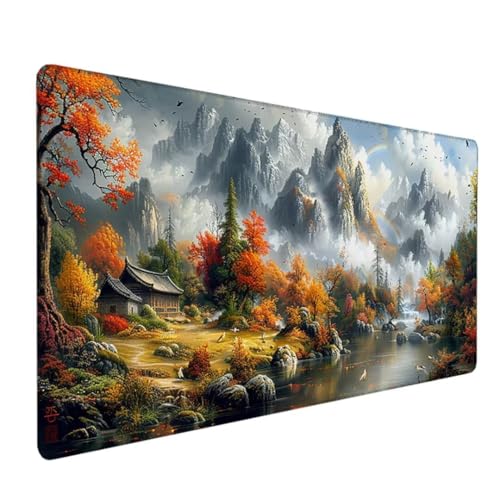 BEIJUYHU Mauspad Gaming Mouse Pad, Mauspad mit Glatter Präzisionsoberfläche und Rutschfester Gummibasis für Laser-/optische Maus 600 x 300 x 3 mm Landschaft Kabine 4-0 von BEIJUYHU