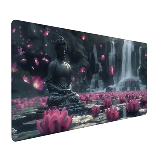 Gaming Mauspad Mauspad XXL 1200 x 600 x 3 mm XXL Mousepad (CAT) Mauspad Gaming Zubehör mit Anti Rutsch Basis Mouse Pad Wasserdicht und Langlebig für Maus und Tastatur, Home Decor Fallen Buddha B - 3 von BEIJUYHU