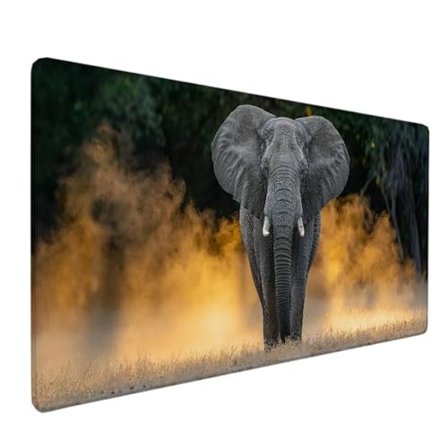 Gaming Mauspad XXL 800x300x3mm - Großes Mousepad - Mauspad Gaming rutschfeste Schreibtischunterlage für Gaming und Büro - Fransenfreie Ränder - Präzises und langlebiges Gelb Afrika 7-0 von BEIJUYHU