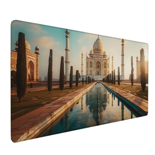 Gaming Mauspad XXL 800x400x3mm - Großes Mousepad - Mauspad Gaming rutschfeste Schreibtischunterlage für Gaming und Büro - Fransenfreie Ränder - Präzises und langlebiges grau Taj Mahal W-S von BEIJUYHU