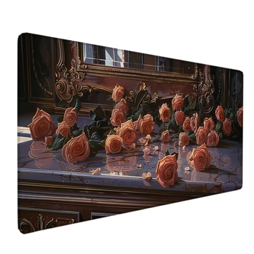 Großes Gaming-Mauspad XXL 1200x600x3mm Gamer Mouse Pad mit Nähten an den Rändern – unter der Schreibtischunterlage – Zubehör für Büro, Desk Mat Unterseite aus rutschfestem Gummi Rosa Anlage 0-R von BEIJUYHU