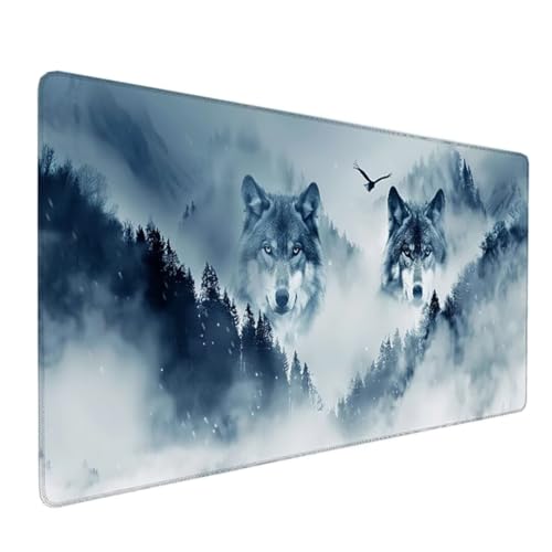 Mauspad 1000x500x3mm, Mousepad Große Kirschblüte Schreibtisch Matte, Anime Gaming Tastatur Matte, rutschfeste Gummibasis, Großer Erweiterter Schreibtisch Schutz Für Home Office grau Landschaft K-3 von BEIJUYHU