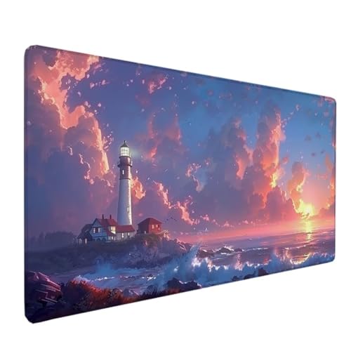 Mauspad – 700x300x3mm Gaming Mousepad – rutschfest und Wasserdicht – Vernähte Kanten Mouse Pad verbessert Geschwindigkeit und Präzision, Desk Mat Mausmatte für Büro Computer – Rosa Sonnenuntergang I-O von BEIJUYHU