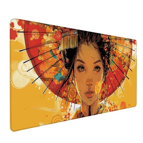 Mauspad 700x300x3mm - Mousepad mit Vernähten Kanten - Rutschfester Mouse Pad - Gaming Mauspad in Gelb Japan - Mousepad Gaming mit glatter Oberflächen - Unterlage Schreibtisch Mauspad klein B-2 von BEIJUYHU