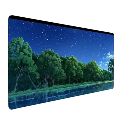 Mauspad – 800x300x3mm Gaming Mousepad – rutschfest und Wasserdicht – Vernähte Kanten Mouse Pad verbessert Geschwindigkeit und Präzision, Desk Mat Mausmatte für Büro, Computer – Blau Sternenhimmel 1-U von BEIJUYHU