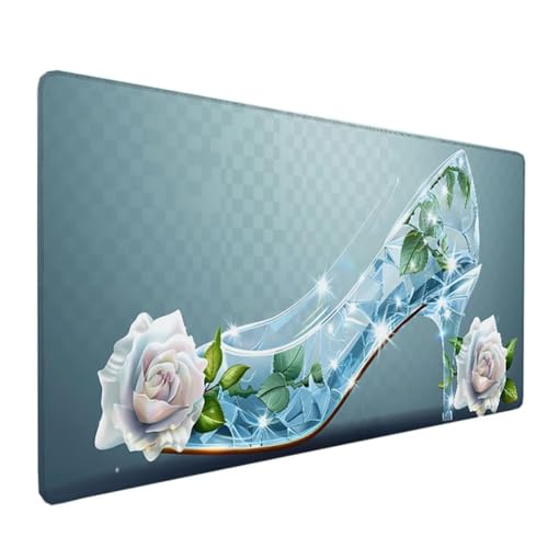 Mauspad – 800x300x3mm Gaming Mousepad – rutschfest und Wasserdicht – Vernähte Kanten Mouse Pad verbessert Geschwindigkeit und Präzision, Desk Mat Mausmatte für Büro, Laptop, Computer – Blau Blume K-6 von BEIJUYHU