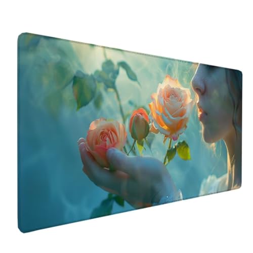 Mauspad 900x400x3mm - Mousepad mit Vernähten Kanten - Rutschfester Mouse Pad - Gaming Mauspad in Rosa Frau - Mousepad Gaming mit glatter Oberflächen - Unterlage Schreibtisch Mauspad klein 0-8 von BEIJUYHU