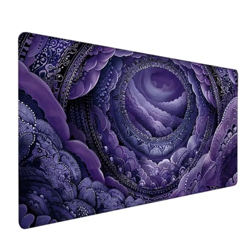 Mauspad Motiv | 700x300x3 mm | Mousepad in Standard-Größe | rutschfest | Urlaub Reise Strand Landschaft | mit Oberflächenschutz | für Büro und Gaming Lila Mandala P - 2 von BEIJUYHU