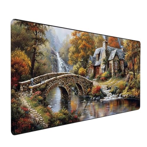 Mauspad XXL 900 x 400 x 3mm, Groß Gaming Mauspad Design Vernähte Kanten, Wetterfest Anti Rutsch Mousepad PC Laptop verbessert Präzision und Geschwindigkeit für Home Office Villa Fallen N - 9 von BEIJUYHU