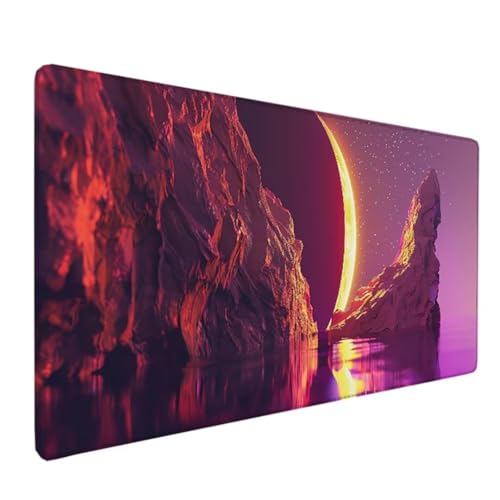 Mauspad XXL Speed Gaming, 900x400x3mm Schreibtischunterlage Gelb Sternenhimmel, Mouse Pad Gamer Mouse Pad, Wasserdicht Mousepad, Verbessert Präzision und Geschwindigkeit, rutschfeste Gummibasis J-8 von BEIJUYHU