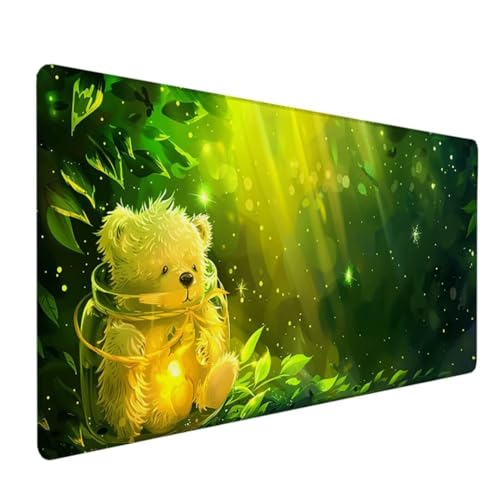 Mauspad aus Schaumstoff, Mousepad mit Rutschfester Unterseite, langlebige Polyesteroberfläche, aus 50% recyceltem Material, Maße: 1200 x 600 x 3 mm Grün Teddybär M - 6 von BEIJUYHU