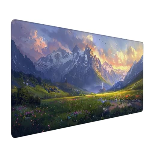 Mauspad mit Gelkissen, Memory Foam Mousepad Ergonomisches Wasserdicht Komfort Mausmatte mit Handgelenkpolster Handauflage für Alle Maus Offfice Heim Computer Laptop 700x300x3 mm Wiese Schneeberg L - 2 von BEIJUYHU