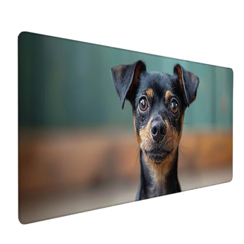 Schreibtischunterlage, Mauspad mit Leder und Rutchfeste Wildleder, Multifunktionales Office Mousepad Laptop Schreibunterlage, Tisch-Schutz Unterlage für Büro/Home 800 x 300 x 3 mm Tier Hund 0 - Y von BEIJUYHU